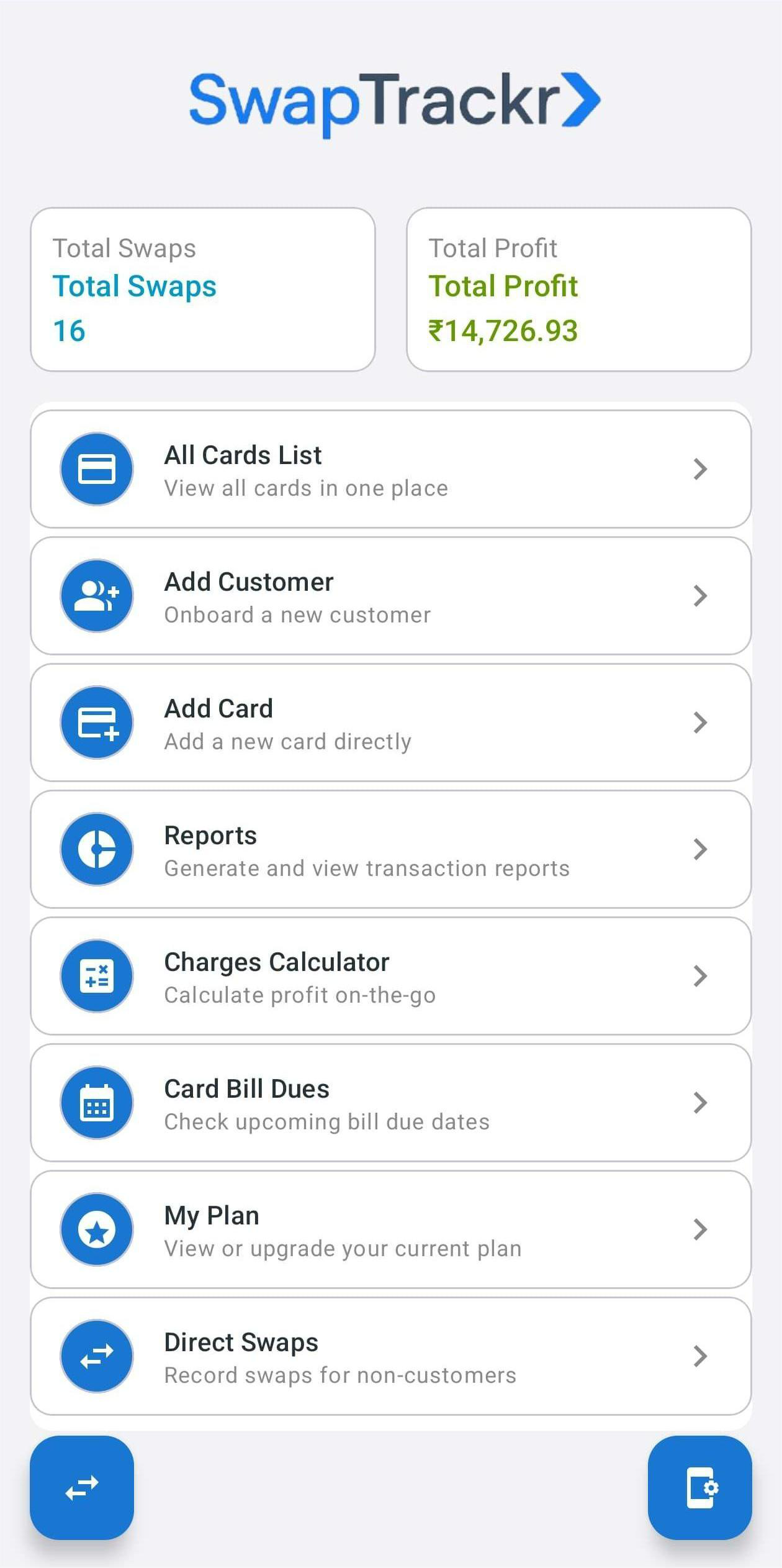 App dashboard screenshot